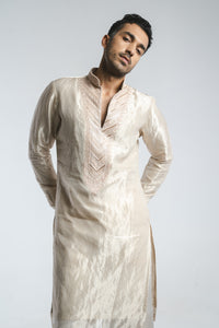 ROSE PINK TISSUE KURTA WITH CUTDANA EMBROIDERY
