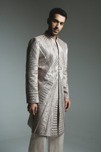 TISSUE SHERWANI WITH SEQUENCE EMBROIDERY
