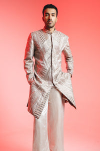 TISSUE SHERWANI WITH SEQUENCE EMBROIDERY