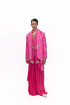 Pink Bandhani Embroidered Cropped Jacket kurta set