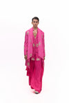 Statement Pink Bandhani Embroidered Jacket kurta set