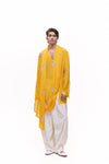 Draped Yellow Bandhani Kurta set