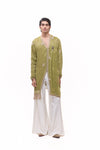 Assymetric Green motif kurta set