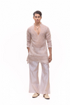 Off White Crushed Sheer Sequin Kurta Set