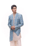 Blue Royal Crushed Tissue Jacket Kurta Set