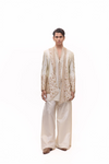 Layerd Red and Gold Emrboidered Jacket Kurta set