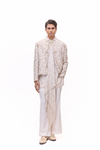 Off White Floral Embroidered Jacket Kurta Set