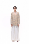 Silver Mirror Embroidery Net Short Kurta Set