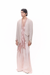 Blush Pink Regal Tissue Jacket Kurta Set