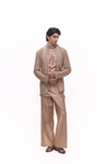 Antique Rose Gold Embroidered Jacket Kurta Set