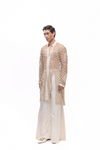 Yellow Paisley Cutwork Slit Kurta Set