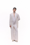 Ivory White Net Embroidered Jacket Kurta Set