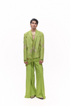 Green Bandhani Embroidered Short Jacket Kurta Set
