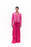 Statement Pink Bandhani Embroidered Jacket kurta set