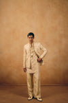 Gold Banarasi Silk Kurta Set with Short Jacket