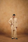 Gold Banarasi Silk Kurta Set with Short Jacket