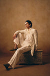 Ivory Chanderi Silk Kurta Set with Jacket