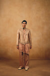 Copper Satin Kurta Set with Tanchui Silk Short Jacket