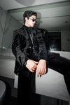 Noir Embroidered Suede Tuxedo