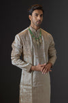 Antique Gold Embroidered Tissue Kurta Set