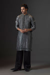 Gunmetal Grey Crushed Tissue Kurta Set