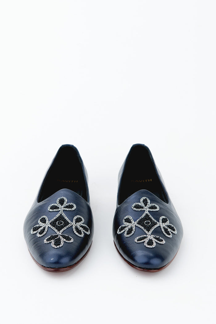 Classic Hand Embroidered Navy Blue Jutti
