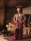 Maroon Chanderi Heritage Short Jacket Set