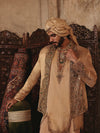 Embroidered Slit Kurta with Cutwork Short Jacket & Dhoti