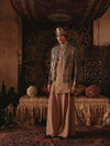 Double-Layered Short Jacket with Draped Inner