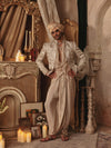 Antique Gold Embellished Short Jacket & Draped Inner Set