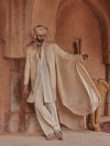 Cream Beige Signature Embroidered Sherwani Set