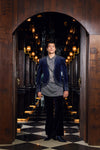 Midnight Spark Velvet Embellished Jacket Set