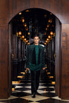 Emerald Luxe Velvet Embellished Jacket Set