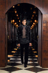 Noir Eclipse Embellished Velvet Short Jacket
