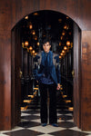 Midnight Teal Astral Embellished Blazer