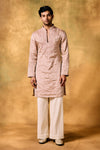 Blush Bloom Pink Tissue Kurta Set for Men