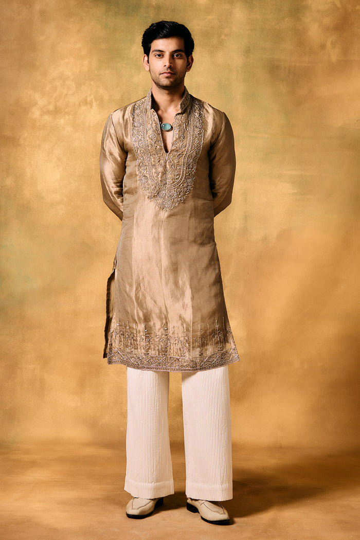 Golden Dawn Tissue Kurta Set for Men