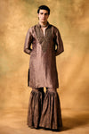 Desert Glow Tan Tissue Kurta Sharara Set