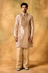Golden Majesty Tissue Kurta Set for Men