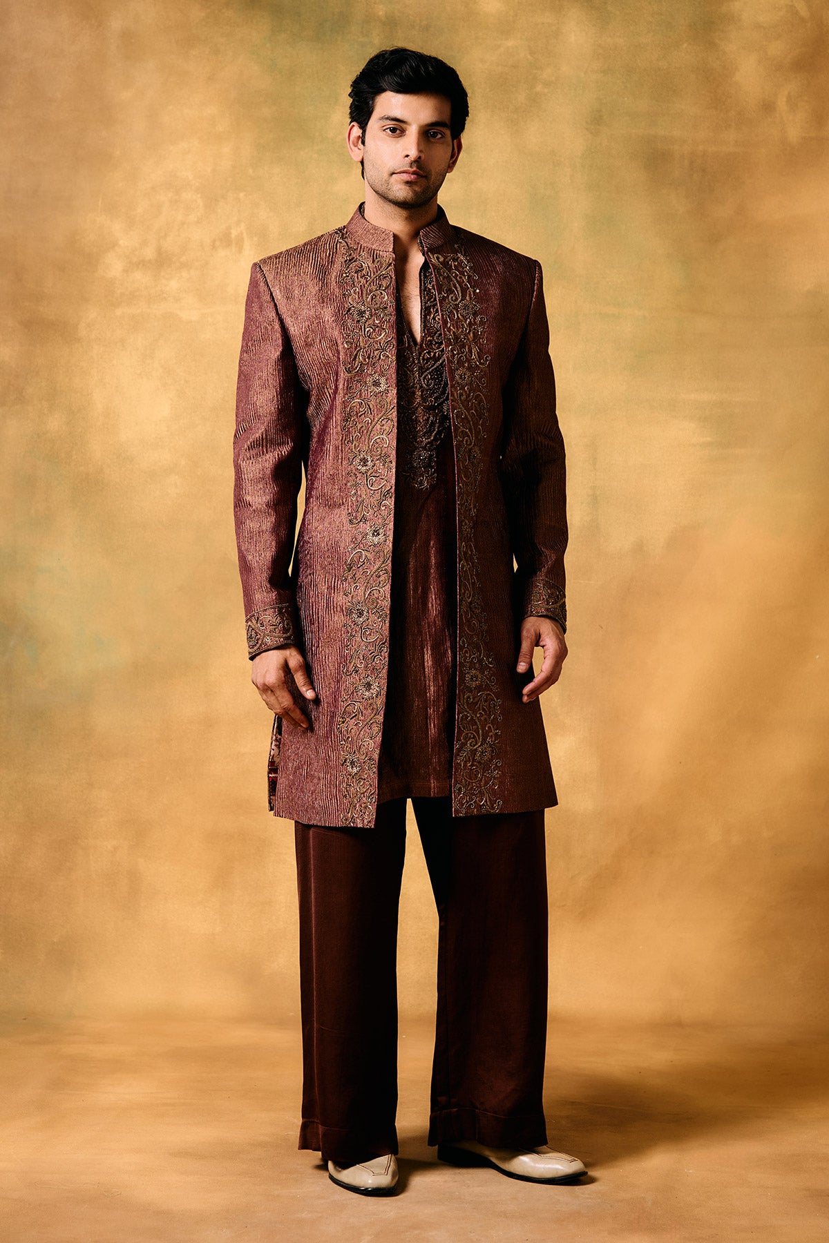 Regal Crush Purple Indo-Western Set for Men
