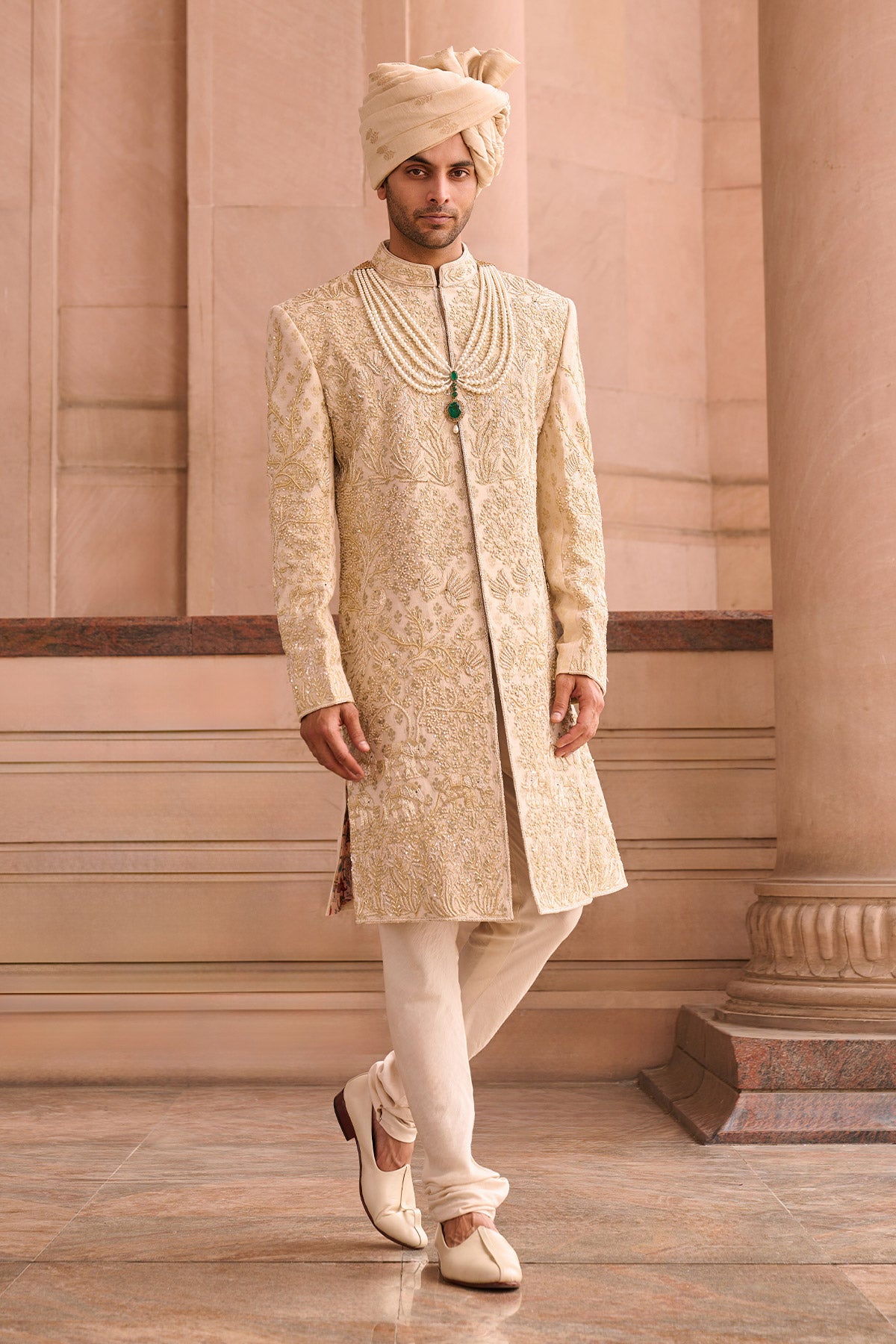 Traditional Golden Banarasi Sherwani