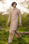 Regal Beige Embroidered Sherwani Set