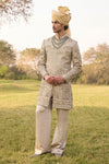 The Imperial Gold Embroidered Wedding Sherwani Set