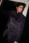Royal Purple  Suede Embriodered Tuxedo Set