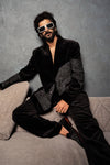 Noir Suede Tuxedo Set
